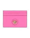 Versace Woman Cardholder Fuchsia Size - Calfskin In Pink