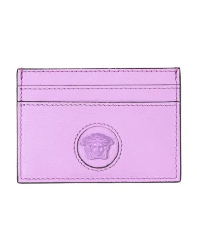 Versace Woman Cardholder Mauve Size - Leather In Purple