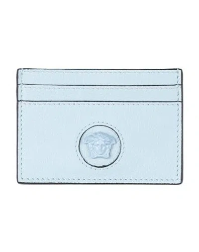 Versace Woman Cardholder Sky Blue Size - Leather