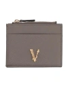 Versace Woman Cardholder Taupe Size - Calfskin