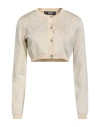 Versace Woman Cardigan Beige Size 2 Viscose, Polyamide, Metallic Polyester, Elastane In Neutral