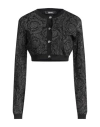 Versace Lurex Cropped Cardigan With Barocco Motif In Black