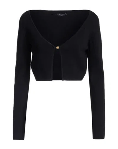 Versace Woman Cardigan Black Size 8 Viscose, Cotton, Polyester