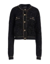 Versace Tweed Series Knit Button-front Sweater In Black