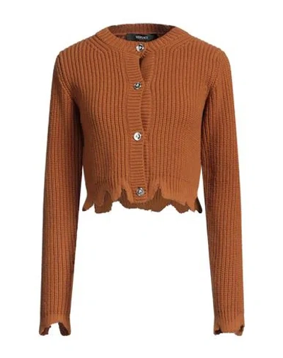 Versace Woman Cardigan Brown Size 10 Wool