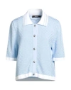 Versace Woman Cardigan Light Blue Size 10 Cotton, Viscose In Blue