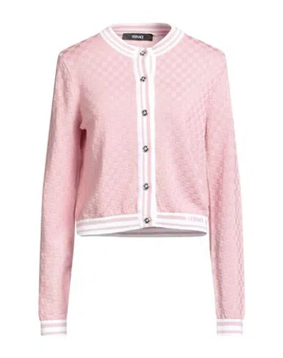 Versace Woman Cardigan Pink Size 12 Cotton, Viscose, Polyester, Polyamide, Elastane