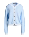 Versace Woman Cardigan Sky Blue Size 12 Cotton, Viscose, Polyester, Polyamide, Elastane