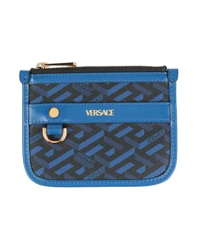 Versace Woman Coin Purse Blue Size - Leather