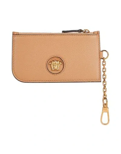 Versace Woman Coin Purse Camel Size - Leather In Beige
