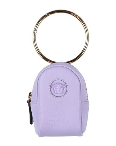Versace Woman Coin Purse Lilac Size - Leather In Purple