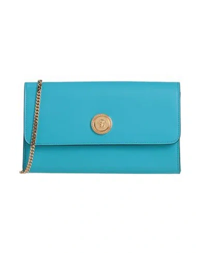 Versace Woman Cross-body Bag Azure Size - Calfskin In Blue