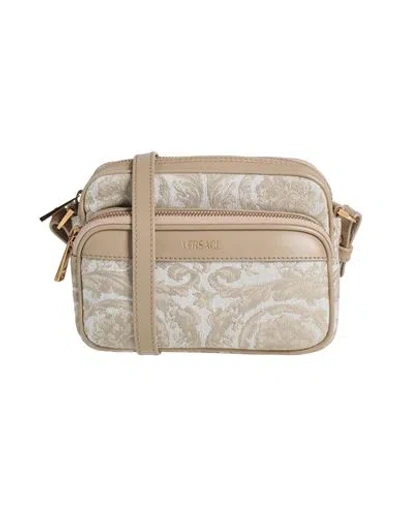 Versace Woman Cross-body Bag Beige Size - Polyamide, Cotton, Polyester, Calfskin