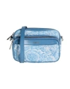 Versace Woman Cross-body Bag Light Blue Size - Polyamide, Cotton, Polyester, Calfskin