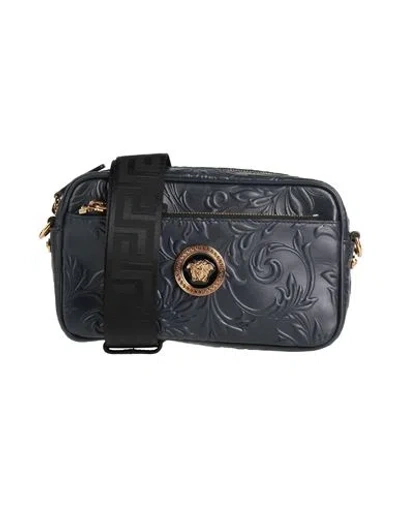 Versace Woman Cross-body Bag Midnight Blue Size - Calfskin