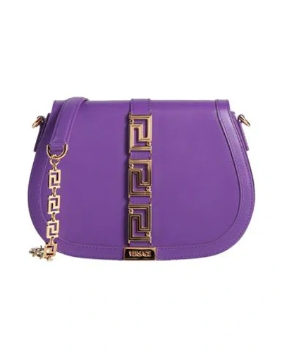 Versace Woman Cross-body Bag Purple Size - Leather