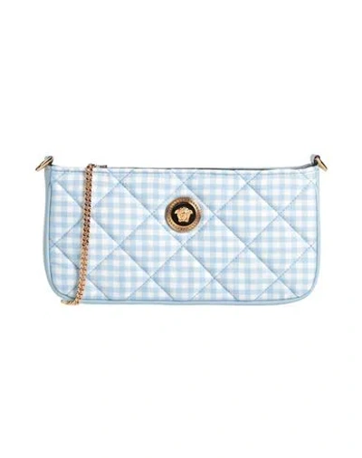 Versace Woman Cross-body Bag Sky Blue Size - Virgin Wool, Calfskin