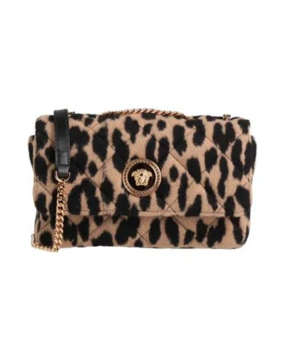 Versace Woman Cross-body Bag Beige Size - Virgin Wool In Sand