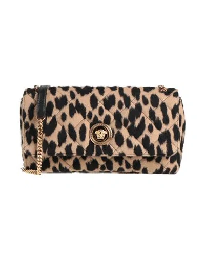 Versace Woman Cross-body Bag Beige Size - Virgin Wool In Sand