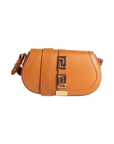 Versace Woman Cross-body Bag Tan Size - Calfskin, Lambskin In Brown