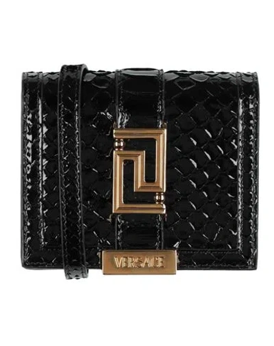 Versace Woman Crossbody Wallet Black Size - Cow Leather