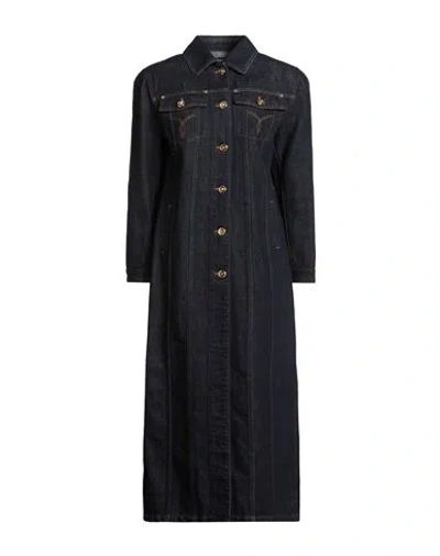 Versace Woman Denim Outerwear Blue Size 8 Cotton