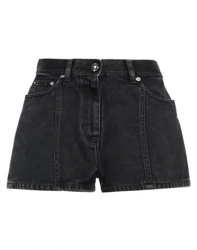 Versace Woman Denim Shorts Black Size 30 Cotton, Calfskin