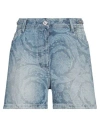 Versace Shorts In Denim Stampato Donna In Blue