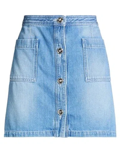 Versace Woman Denim Skirt Blue Size 12 Cotton