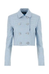 Versace Informal Jacket Double Vichy Wool Natte Fabric In Multicolor