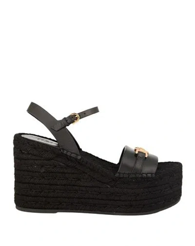 Versace Woman Espadrilles Black Size 6 Calfskin
