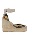 Versace Woman Espadrilles Black Size 8 Textile Fibers, Leather