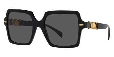 Versace Woman's Full Rim Square Non Polarized Sunglasses 4441 - Gb1 - 87 In Black / Dark Grey