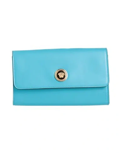 Versace Woman Handbag Azure Size - Calfskin In Blue