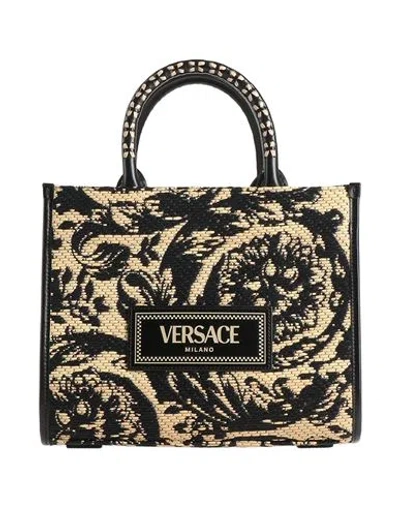 Versace Woman Handbag Black Size - Viscose, Polyester, Cotton, Calfskin In Pink