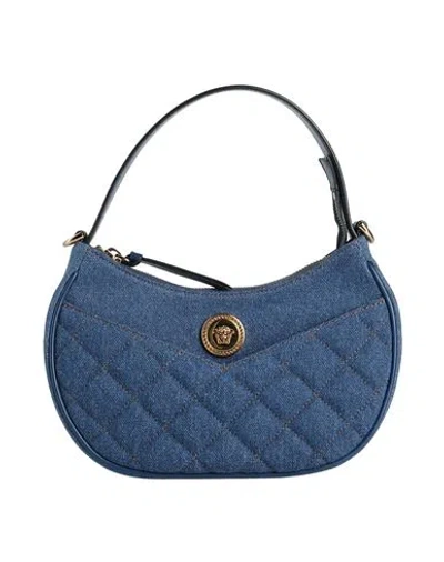 Versace Woman Handbag Blue Size - Cotton, Calfskin