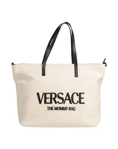 Versace Woman Handbag Cream Size - Cotton, Calfskin In White