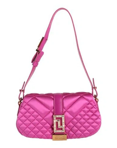 Versace Woman Handbag Fuchsia Size - Viscose, Silk, Lambskin In Black