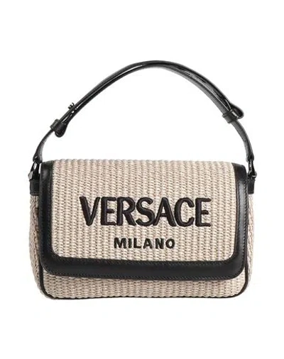 Versace Woman Handbag Ivory Size - Cotton, Polyamide, Calfskin In White