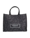 Versace Woman Handbag Navy Size - Polyamide, Cotton, Polyester, Acrylic, Calfskin In Navy Blue