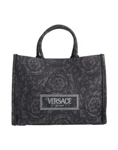 Versace Woman Handbag Navy Size - Polyamide, Cotton, Polyester, Acrylic, Calfskin In Navy Blue