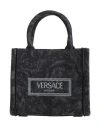 Versace Athena Barocco Mini Canvas Tote In Blue
