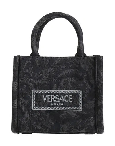 Versace Woman Handbag Navy Size - Polyamide, Cotton, Polyester, Acrylic, Calfskin In Blue