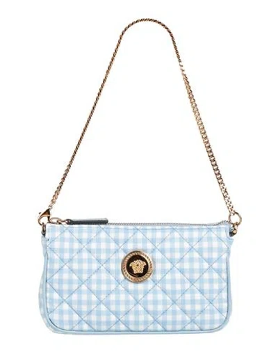Versace Woman Handbag Sky Blue Size - Textile Fibers, Calfskin