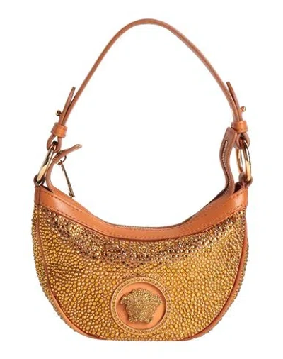Versace Woman Handbag Tan Size - Viscose, Silk, Lambskin In Brown