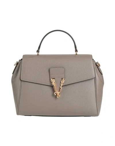 Versace Woman Handbag Taupe Size - Leather In Grey