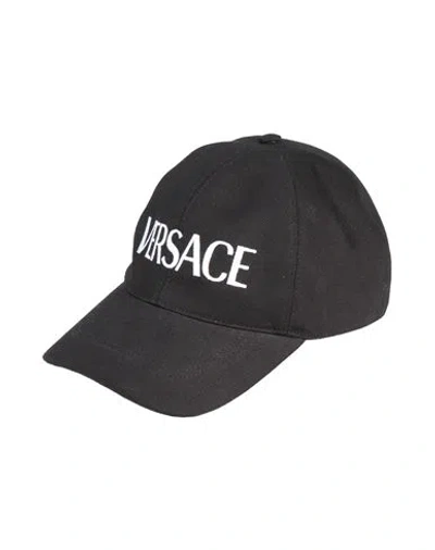 Versace Woman Hat Black Size 7 ⅜ Cotton, Lambskin, Polyester