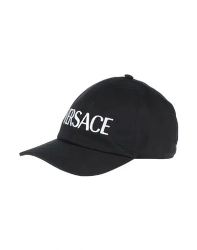 VERSACE VERSACE WOMAN HAT BLACK SIZE 7 ⅛ COTTON, VISCOSE, POLYESTER, PAPER YARN