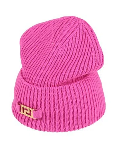 Versace Woman Hat Magenta Size Onesize Wool In Pink