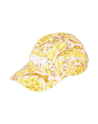 Versace Woman Hat Pink Size 7 ¼ Cotton, Polyester In Yellow